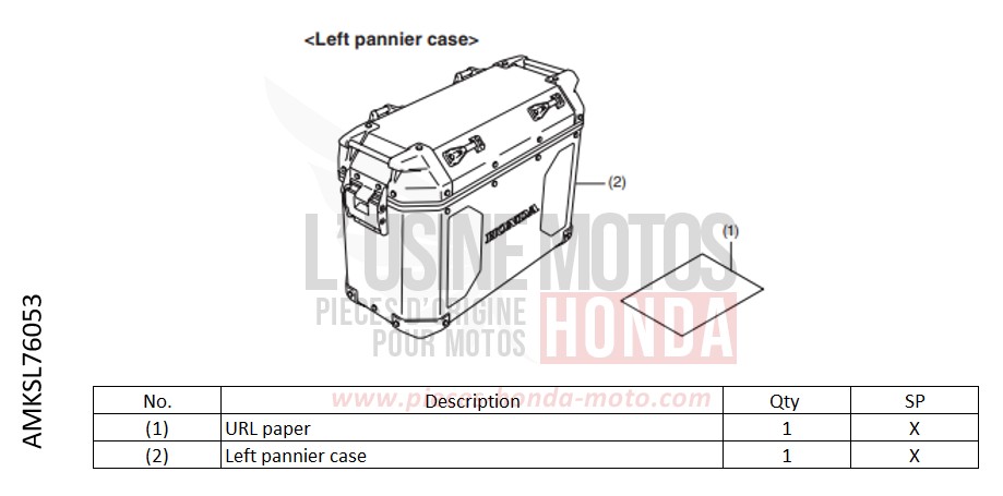 KIT,L PANNIER CASE (AL) de Africa Twin DCT GRAND PRIX RED (R380B) 2022